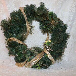 Christmas round wreath all artificial with some decorations included 20x21